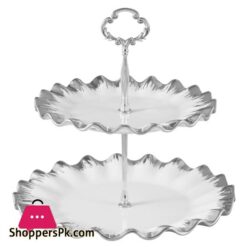 Royal Elegant Two Tier Pastry Stand With Golden Silver Edgesbeautiful Pastry Stand For Cookies Cupcakes Candies
