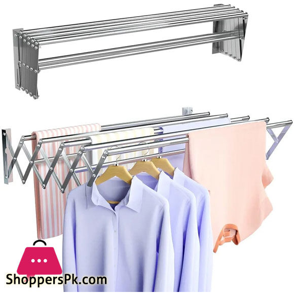 Wall Mounted Steel Clothes Drying Standcloth Dryer Racks/Towel Dry Foldable Laundry Rack Wall Mounted Stand - 2.5 Feet