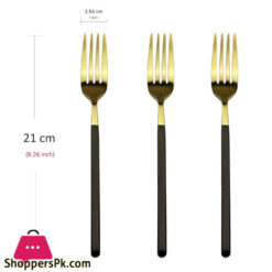 Black+Gold Fancy 6 Piece Table Fork Set Cc-008