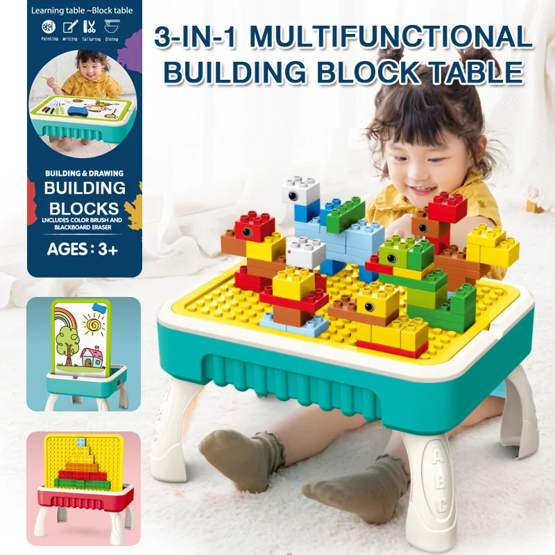 Blocks Creative Table Building Blocks Table Drawing Board 58Pcs