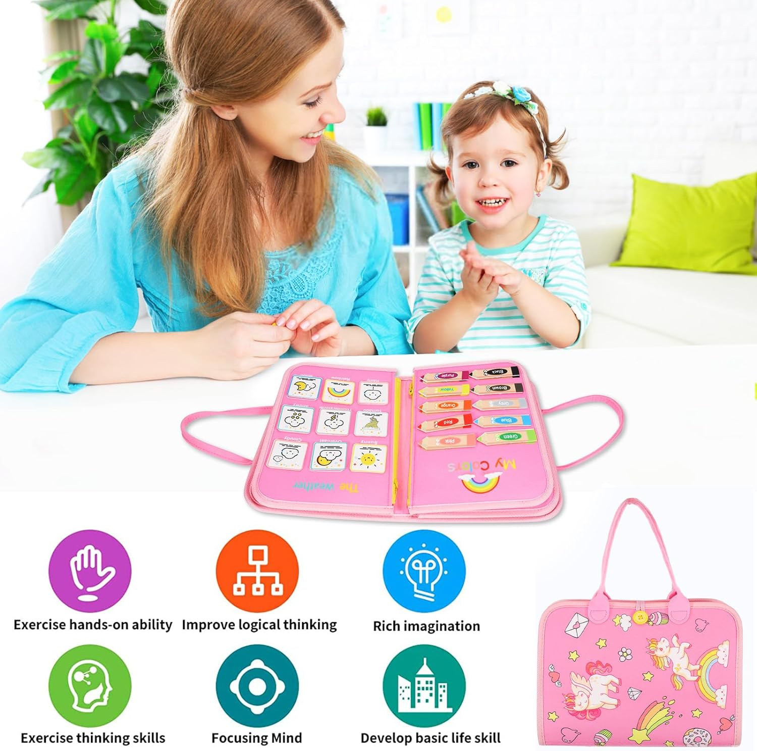 Busy Board 7 In 1 Toddler Busy Board For 3+ Years Old 91Pcs Montessori Board For Toddler To Learn Fine Motor Skills Sensory Board For Toddlers Preschool