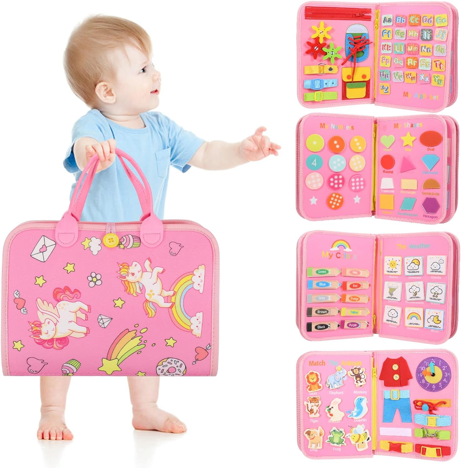 Busy Board 7 In 1 Toddler Busy Board For 3+ Years Old 91Pcs Montessori Board For Toddler To Learn Fine Motor Skills Sensory Board For Toddlers Preschool