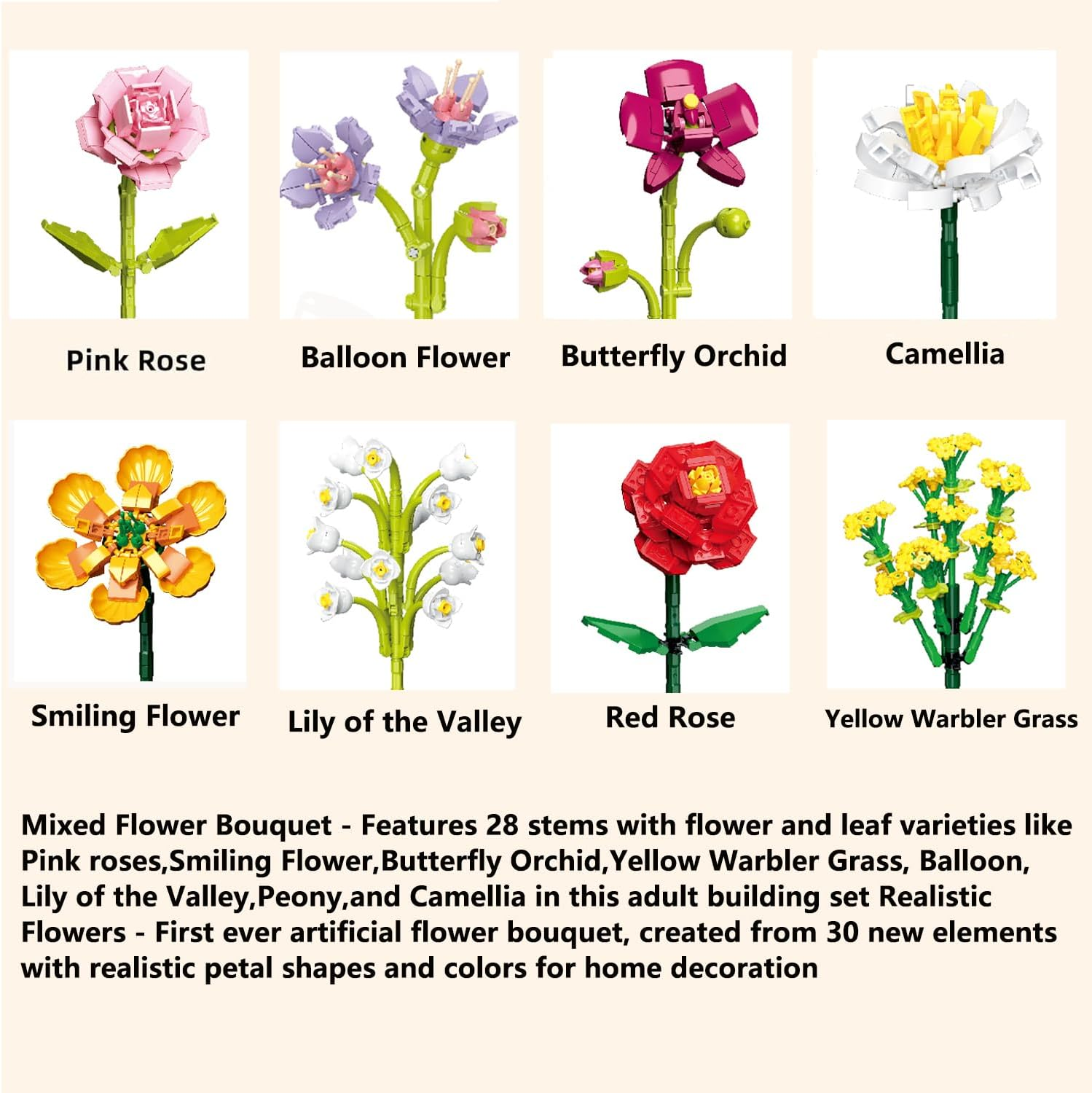 Cute Mini Flower Bouquet Building Sets, Bricks Artificial Flowers With Vase Diy Unique Decoration Home, 756 Pieces Botanical Collection And Table Art For Adults, Ages 6-12 Years Old Girl For Gift 6 Cute Mini Flower Bouquet Building Sets, Bricks Artificial Flowers With Vase Diy Unique Decoration Home, 756 Pieces Botanical Collection And Table Art For Adults, Ages 6-12 Years Old Girl For Gift