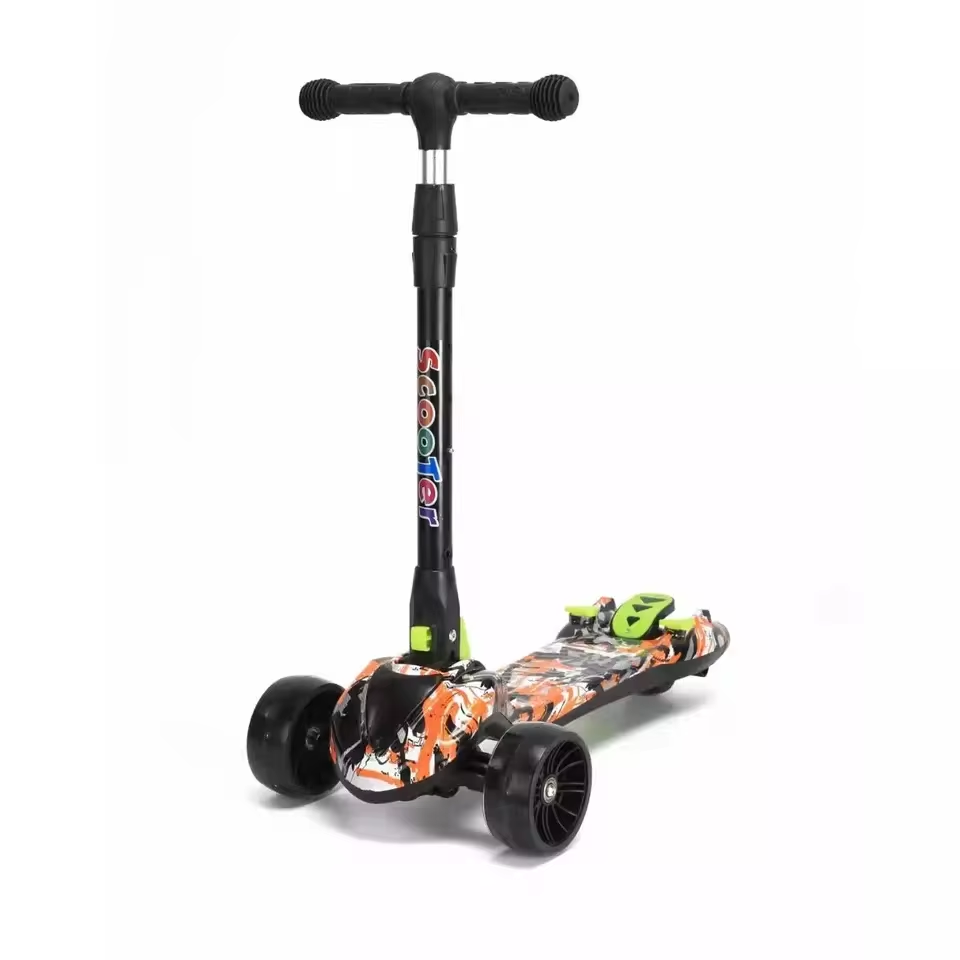 Folding Handlebar Anti Skid Double Bottom Plate Cool Spray Children'S Scooter On Both Sides