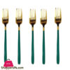 Green+Gold Fancy 6 Piece Table Fork Set Cc-011 2 Green+Gold Fancy 6 Piece Table Fork Set Cc-011