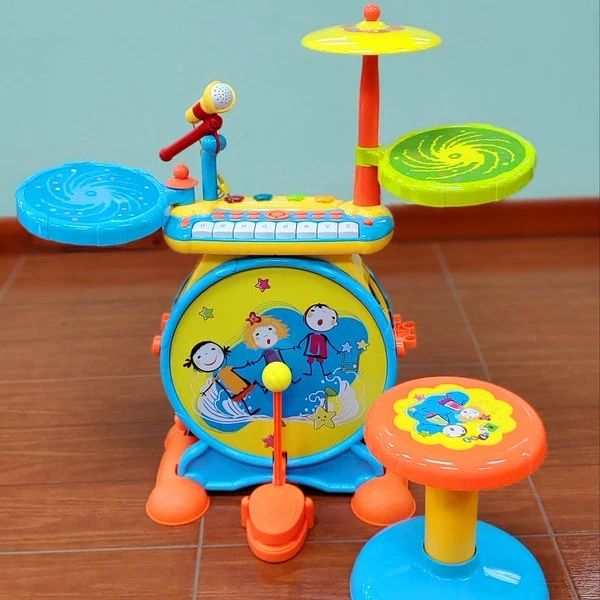 Kids Jazz Drum Toys 2 In 1 Lights Electronic Piano With Keyboard Electric Musical Instrument Toys