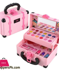 Kids Makeup Set Real Girl Makeup Kit With Portable Box Washable Kids Makeup Kit Eye Shadows Brush Lipstick Nail Polish Makeup