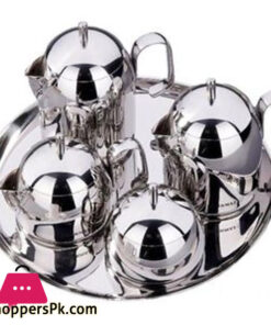 Korkmaz Pera Modern Stainless Steel 9 Pcs Tea Coffee Set with Tray Turkey Made