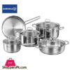 Korkmaz Perla 9 Piece Stainless Steel Cookware Set With Tri-Ply Encapsulated Base Turkey Made