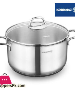 Korkmaz Perla Stainless Steel Casserole Pot 28x14 cm Turkey Made