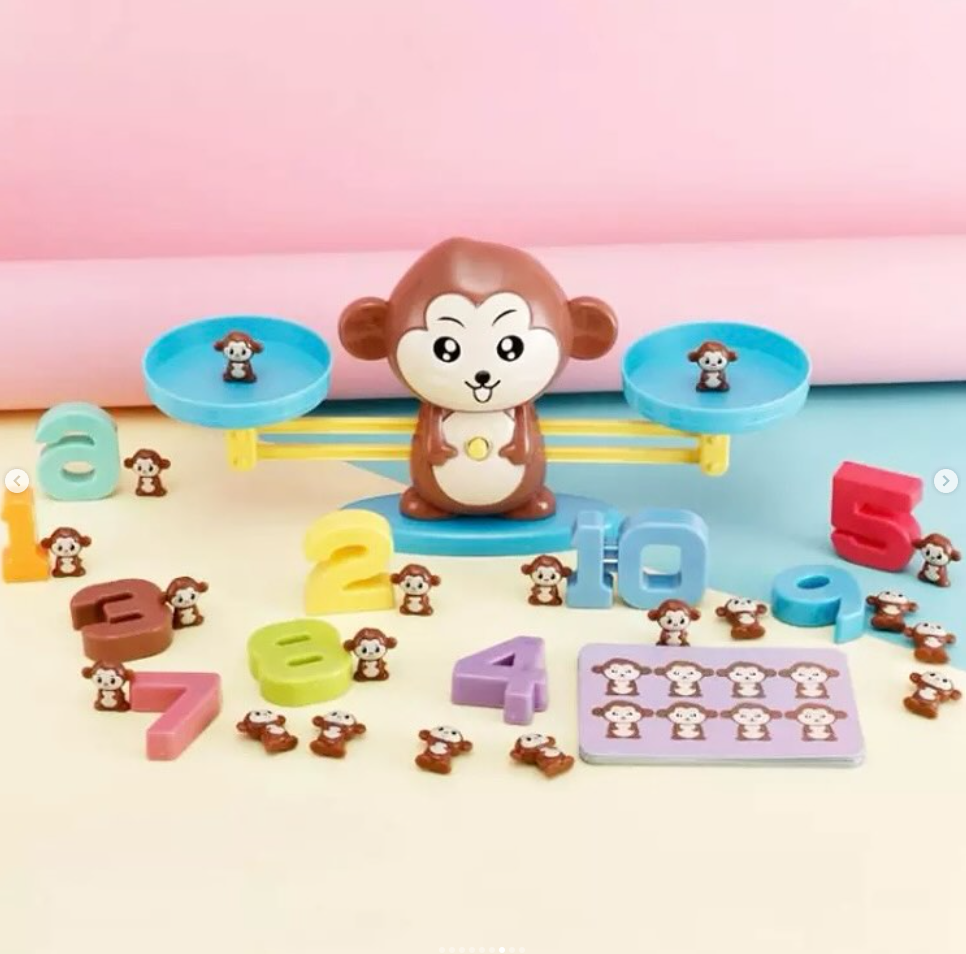 Montessori Math Toy Digital Monkey Balance Scale Number Board Game Kids Toy