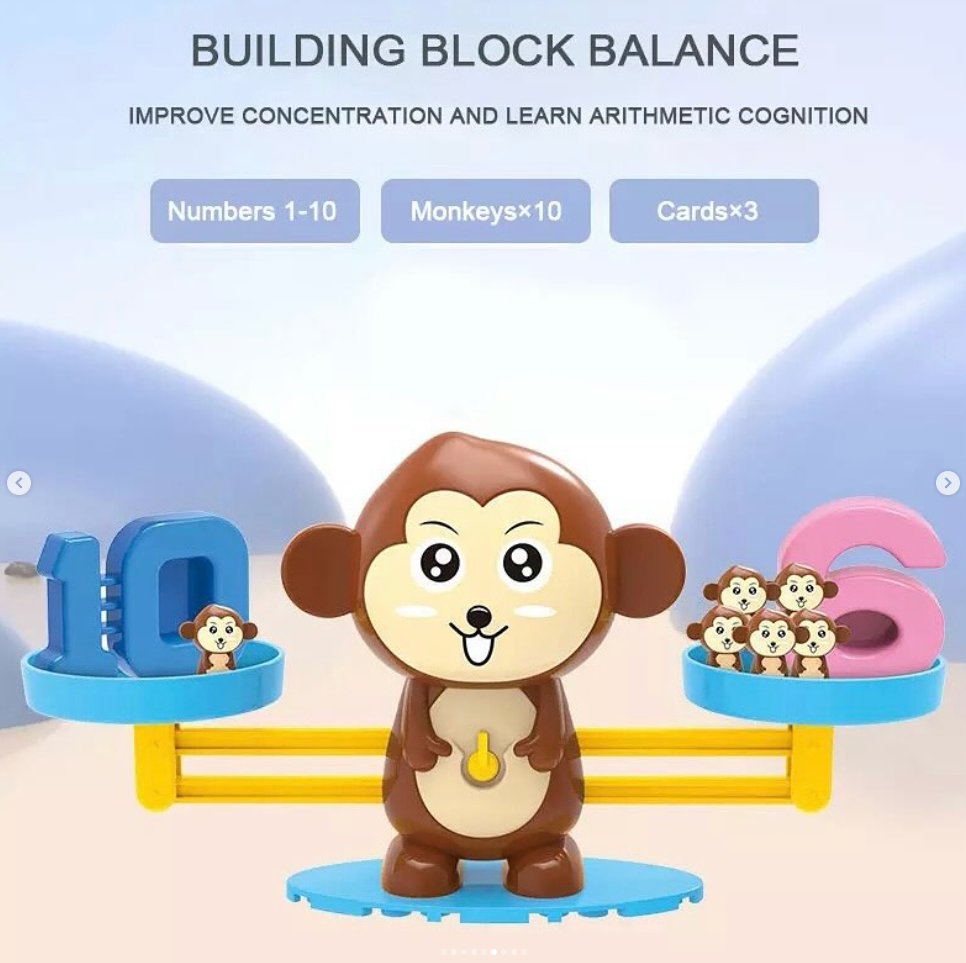 Montessori Math Toy Digital Monkey Balance Scale Number Board Game Kids Toy