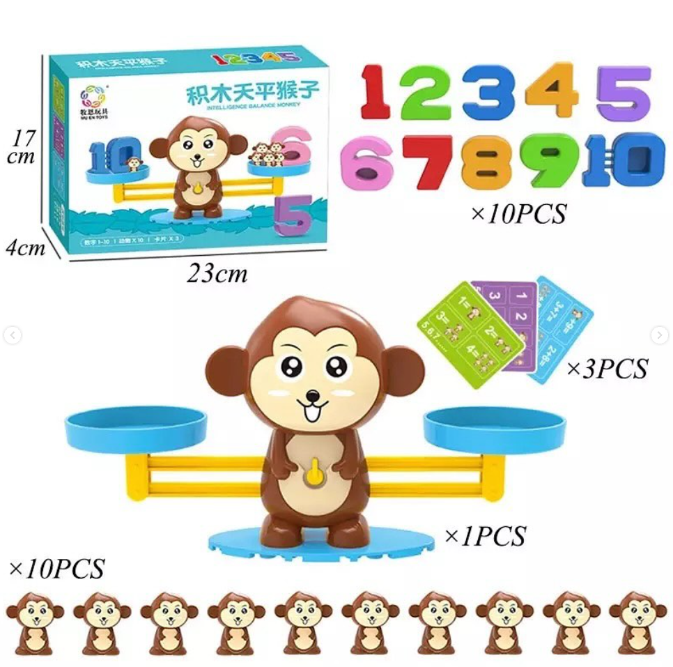 Montessori Math Toy Digital Monkey Balance Scale Number Board Game Kids Toy