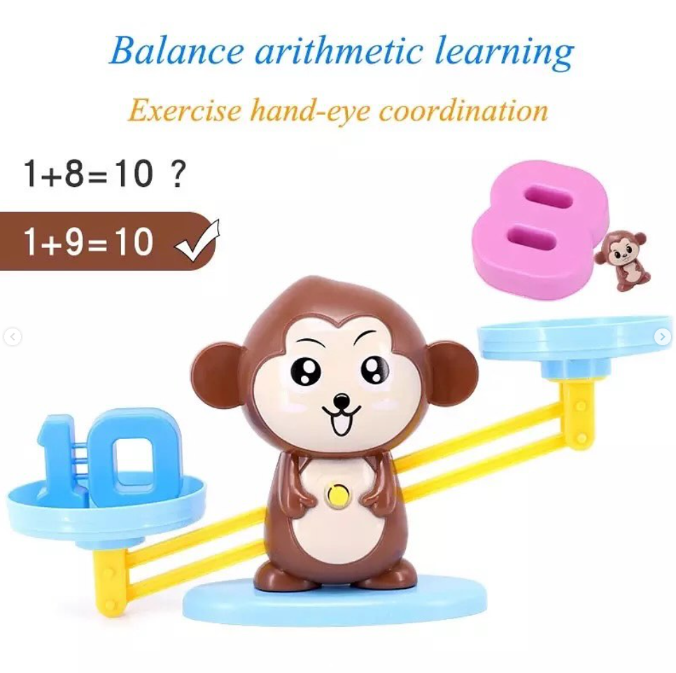 Montessori Math Toy Digital Monkey Balance Scale Number Board Game Kids Toy