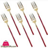 Red+Gold 6 Piece Fancy Table Fork Set Cc-005