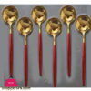 Red+Gold Fancy 6 Piece Soup Spoon Set Cc-014
