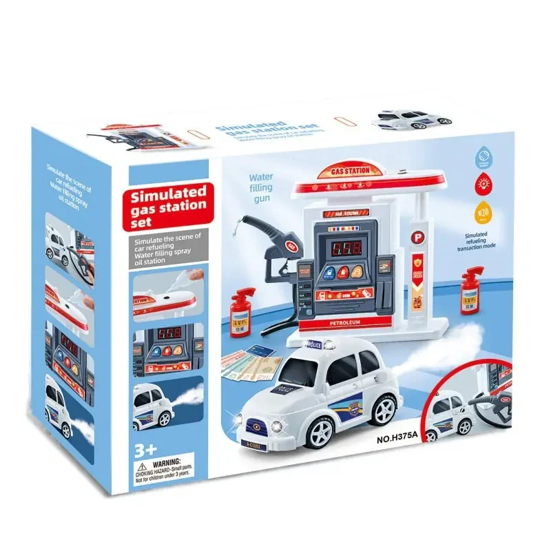 Simulated Gas Station &Amp; Car Playset Toy For Kids
