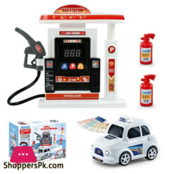 Simulated Gas Station & Car Playset Toy For Kids