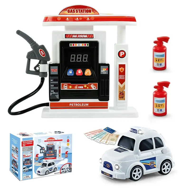 Simulated Gas Station &Amp; Car Playset Toy For Kids