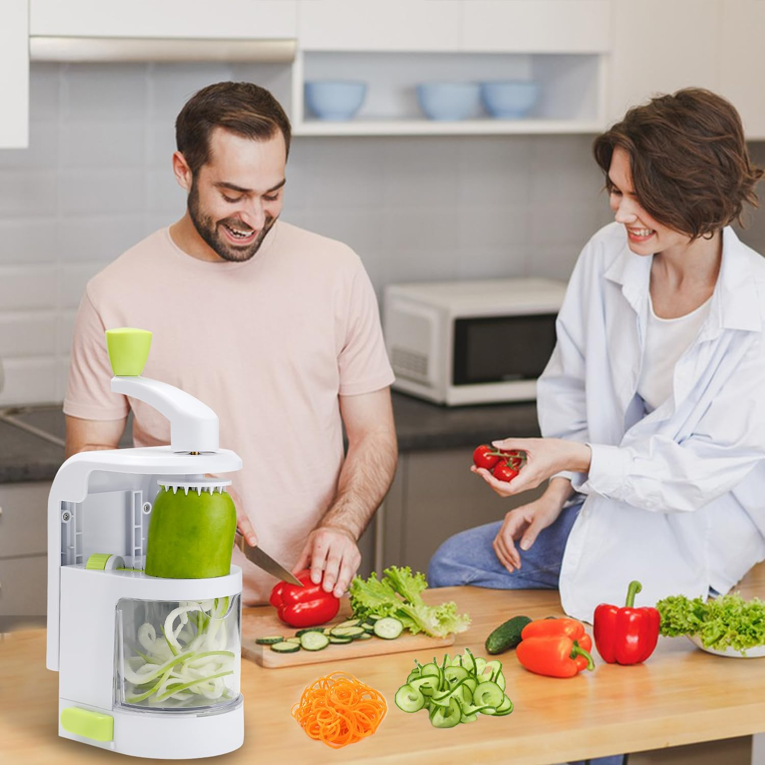 Vegetable Slicer 4 In 1 Rotating Blades Vegetable Cutter Slicer Spiralizer