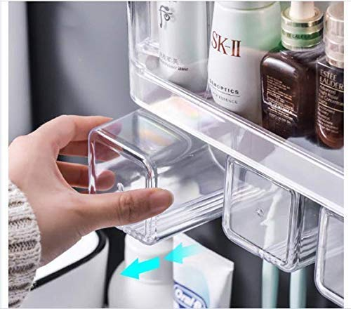 Wall Mount Shelf Bathroom Accessories Cosmetic Organizer Toothbrush Holder Toothpaste Dispenser