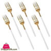White+Gold Fancy 6-Piece Table Fork Set Cc-002 1 White+Gold Fancy 6-Piece Table Fork Set Cc-002