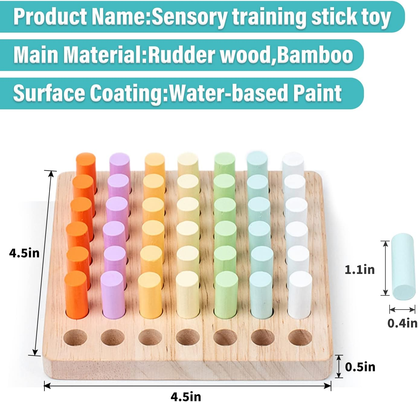 Wooden Pegboard For Toddlers, Montessori Education Toys Sorter&Amp; Stacking Toys For Boys Girls, Fine Motor Skills Toys, Hand-Eye Coordination Wooden Stick