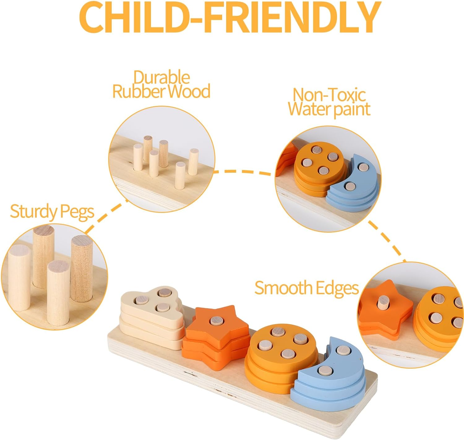 Wooden Sorting &Amp; Stacking Toys Geometric Shapes Sorting And Stacking Block Board Shape Color Recognition Blocks Matching Puzzle