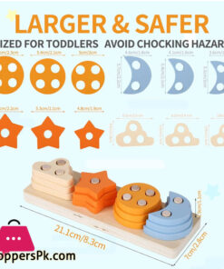 Wooden Sorting & Stacking Toys Geometric Shapes Sorting and Stacking Block Board Shape Color Recognition Blocks Matching Puzzle