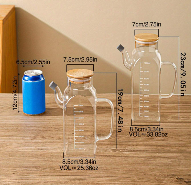High Quality Glass Oil Bottlesoy Sauce Vinegar Dispenser Anti-Leakage Oil Tank With Side Handle