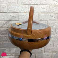 3 Liter Round Wood &Amp; Silver Hotpot 663Lw/S