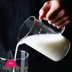 Techmanistan Measuring Glass Jug With Handle Wooden Lid Glass Measuring Jug Glass Measuring Cup With Scale Measure