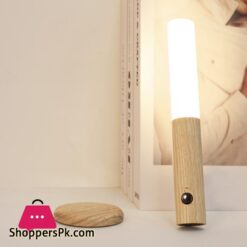 Led Wood Night Light Pir Motion Sensor Magnetic Wall Lamp Usb Rechargeable Lights Home Staircase Bedroom Lamp Bedside Lighting