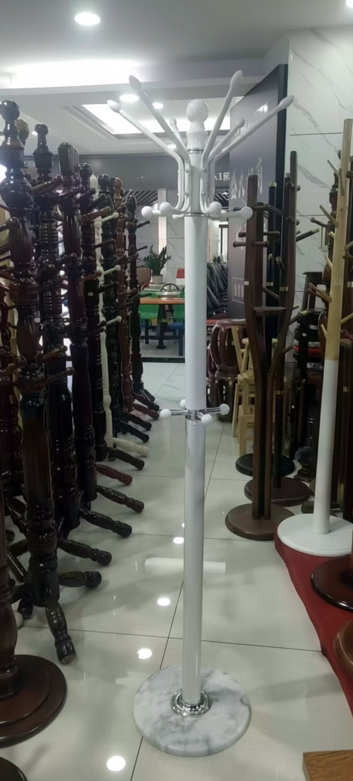 Metal Coat Stand With Marble Base White Ess9936