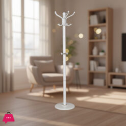 Metal Coat Stand with Marble Base White ESS9936