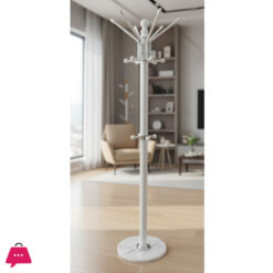 Metal Coat Stand With Marble Base White Ess9936
