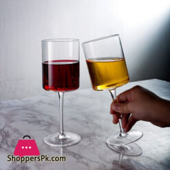 Square Wine Glasses Wine Glasses Hand Blown Edge Modern Flat Bottom Glass Pack Of 6 Pcs