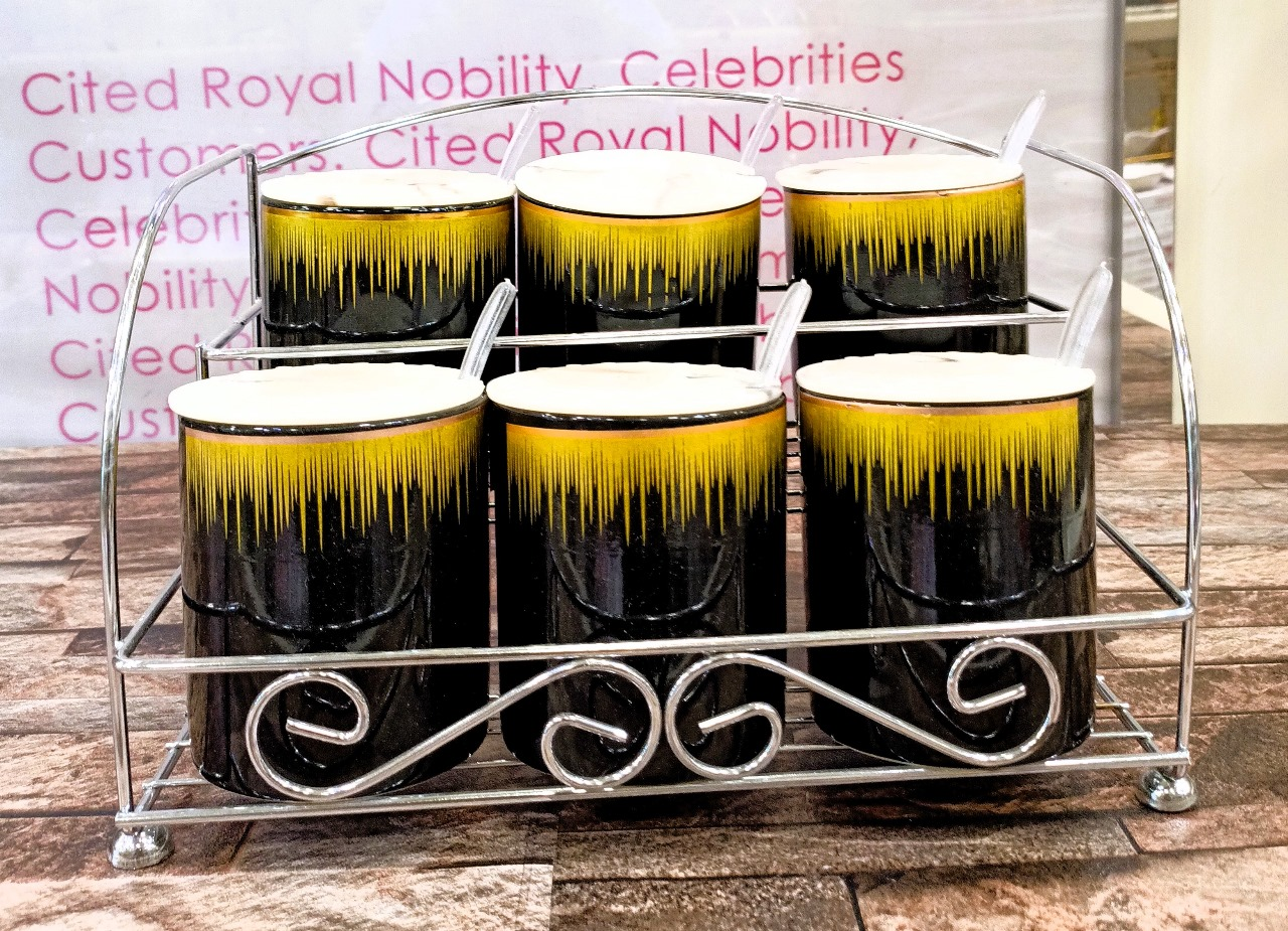 Ceramic Spice Rack Set Of 6 Plastic Lid