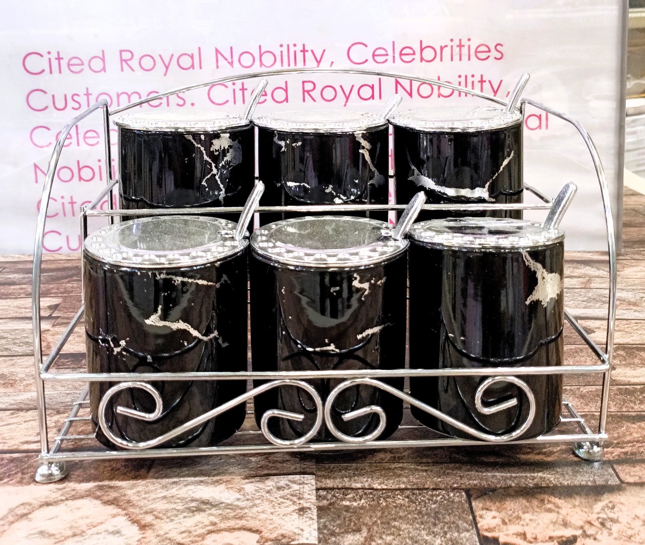 Ceramic Spice Rack Set Of 6 Steel Lid