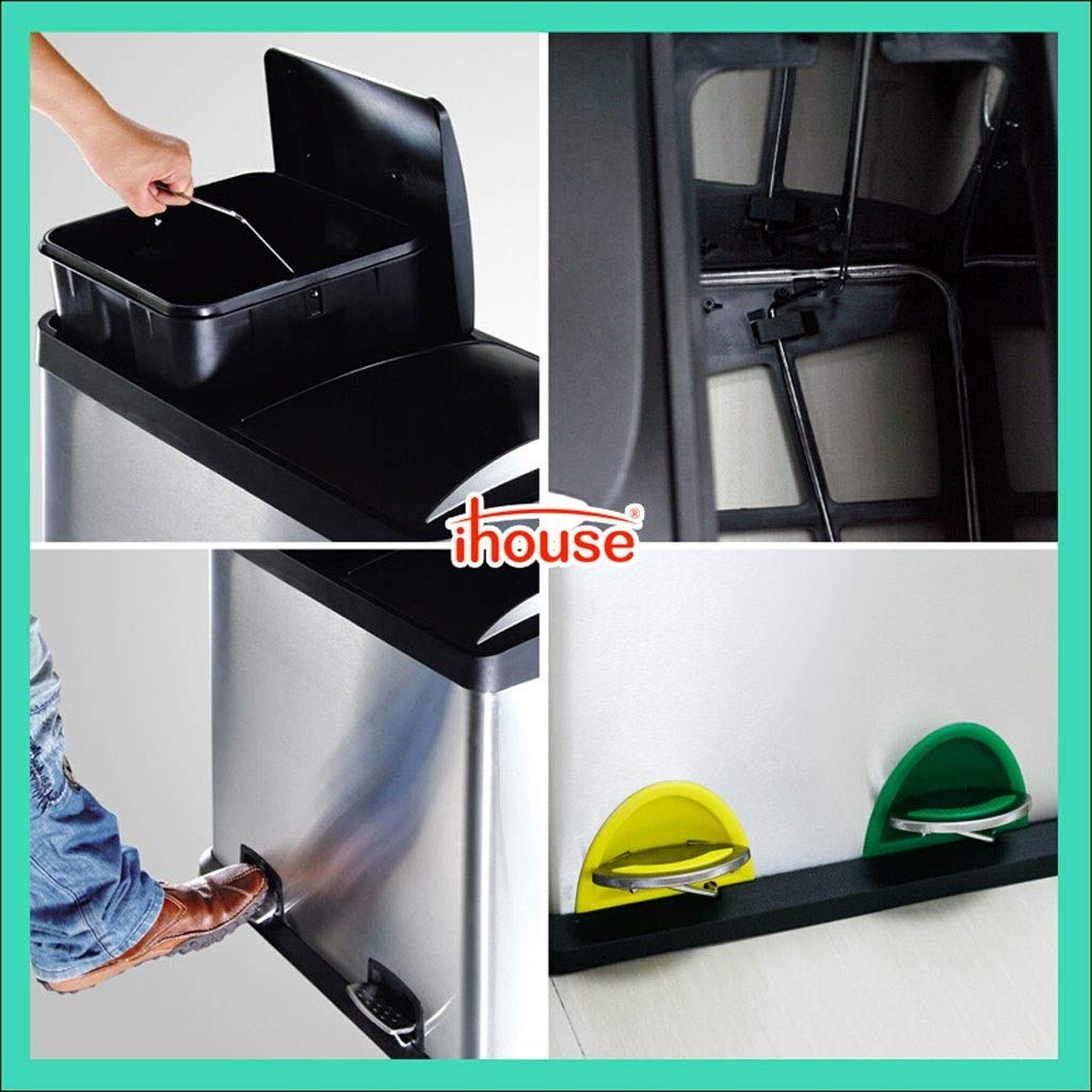 Danny Home Double Barrel Stainless Steel Dustbin Trash Can Outdoor Commercial Trash Can 16L