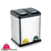 DANNY HOME Double Barrel Stainless Steel Dustbin Trash Can Outdoor Commercial Trash Can 16L