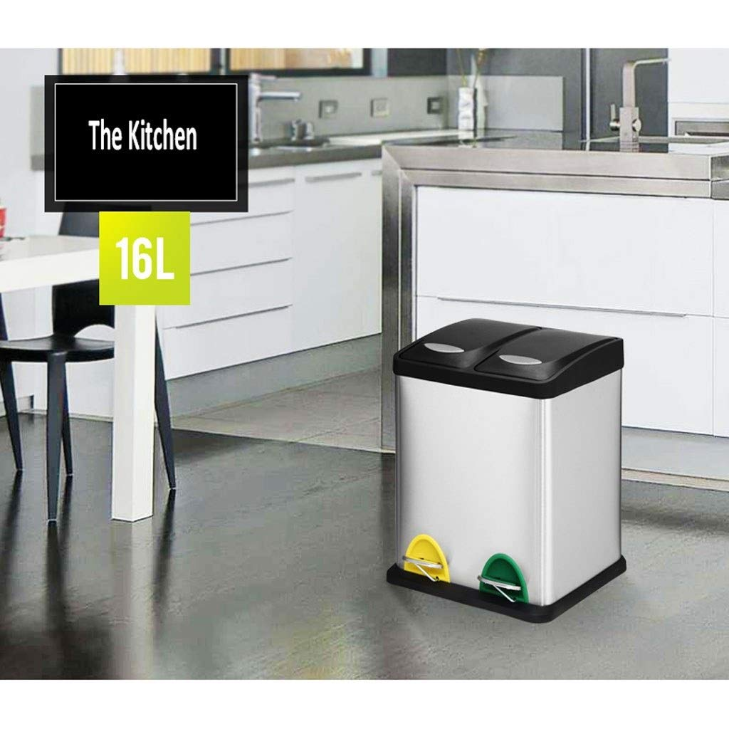 Danny Home Double Barrel Stainless Steel Dustbin Trash Can Outdoor Commercial Trash Can 16L