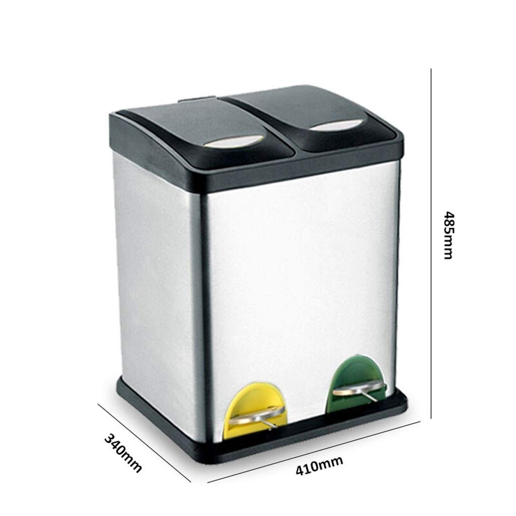 Danny Home Double Barrel Stainless Steel Dustbin Trash Can Outdoor Commercial Trash Can 16L