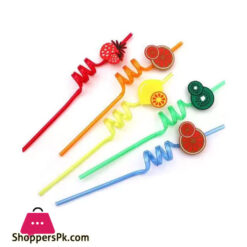 Elegant Curl Design Fruit Straw Multi Colour 3Pcs Set 40570