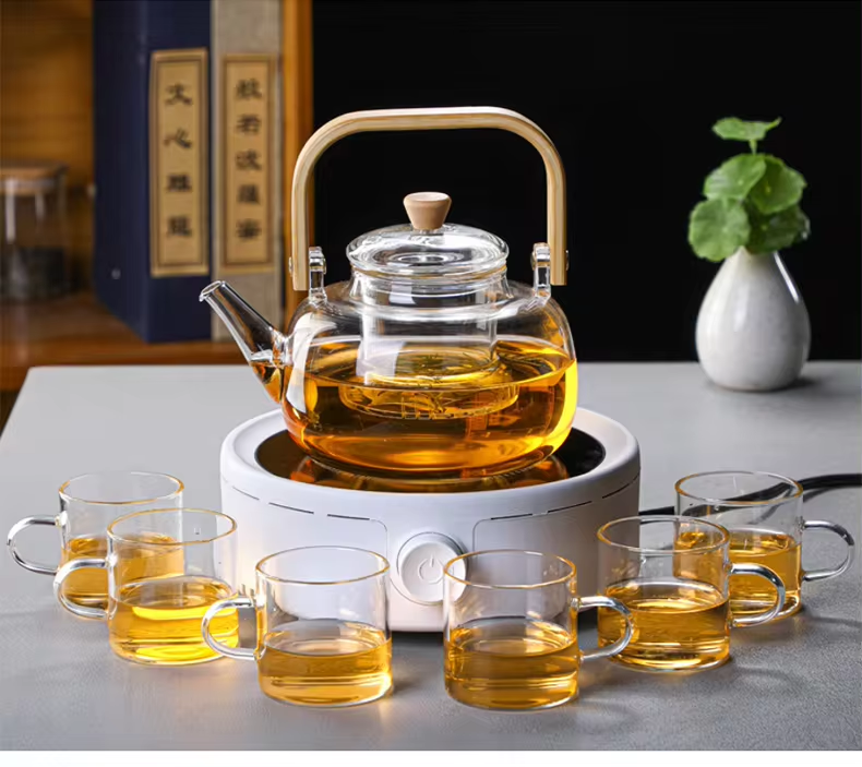 Glass Teapot Heat Resistant Water Tea Health Pot Tea Kettle 1000Ml
