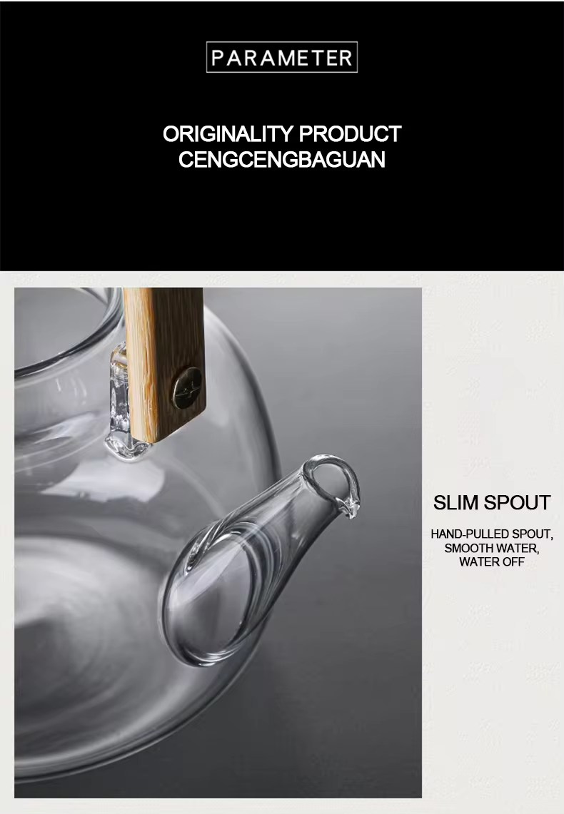 Glass Teapot Heat Resistant Water Tea Health Pot Tea Kettle 1000Ml