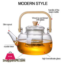 Glass Teapot Heat Resistant Water Tea Health Pot Tea Kettle 1000Ml