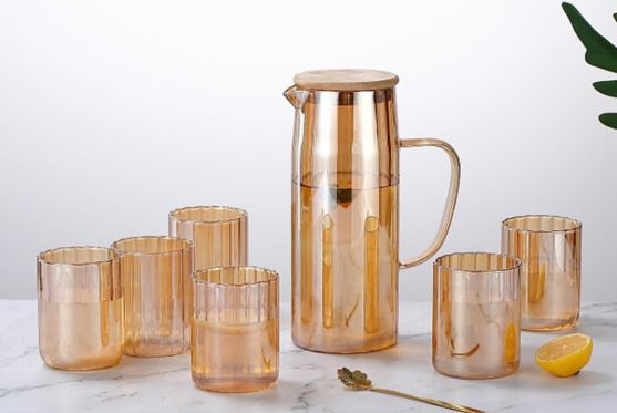 Glassware Drinking Water Set Borosilicate Glass Water Jug Set Of 7