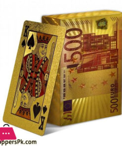 Gold Waterproof Plastic Poker Playing Card Pack 500 Euro Gold design