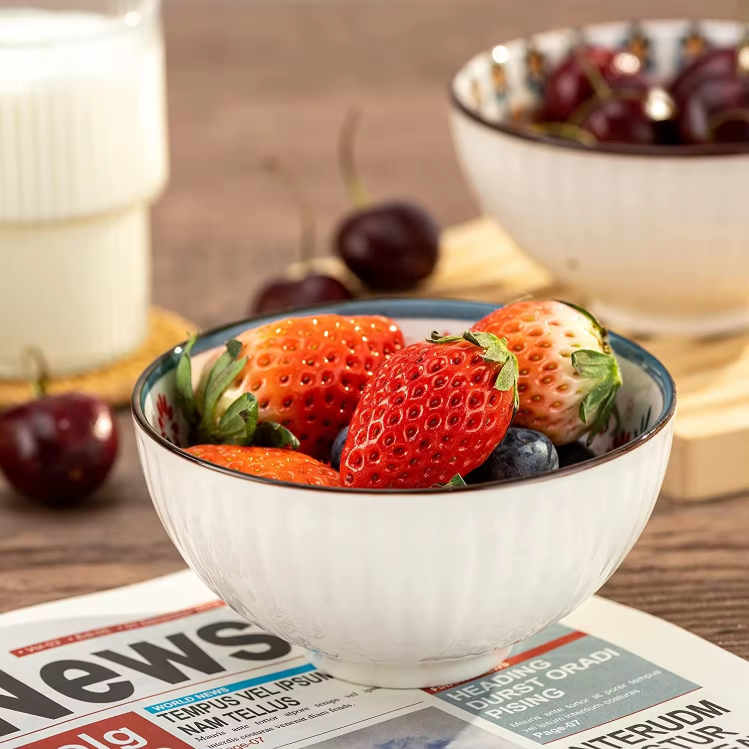 Japanese Style Korean 4.5 Inch Flower 6-Ceramic Bowl Set For Rice Soup Ramen